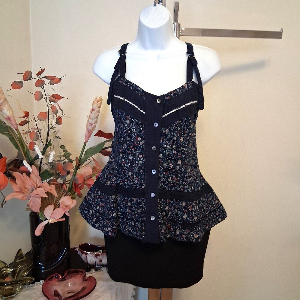 NWT Animale Women’s Navy Blue Floral Camisole Well Design Tailored Summer Top 38